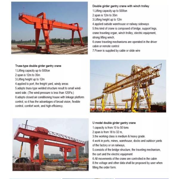 Outdoor Double Girder Rail Gantry Crane Customized 50/10 Ton