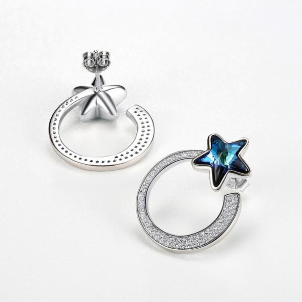 7.2g 2.6x2.1cm Star Hoop Earrings Gift 5A CZ Solid Silver Earrings