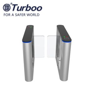 Glass Flap Waist Height Turnstile Entrance Security Control Black Artificial