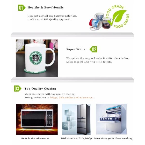 Best Quality White Wholesale Travel Ceramic Tea Mug, 330ml Thick Wall Sublimation Heat Coffee Porcelain Mug with Handle