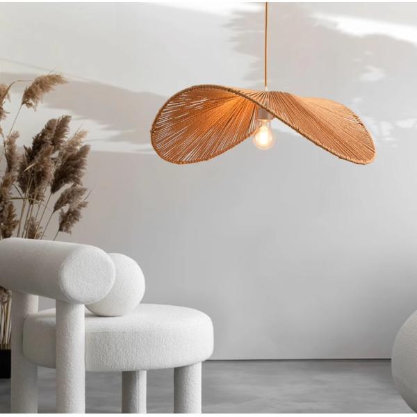 Wabi-sabi style rope chandelier simple creative bedroom living room lamp hand-woven Japanese retro homestay restaurant lamp