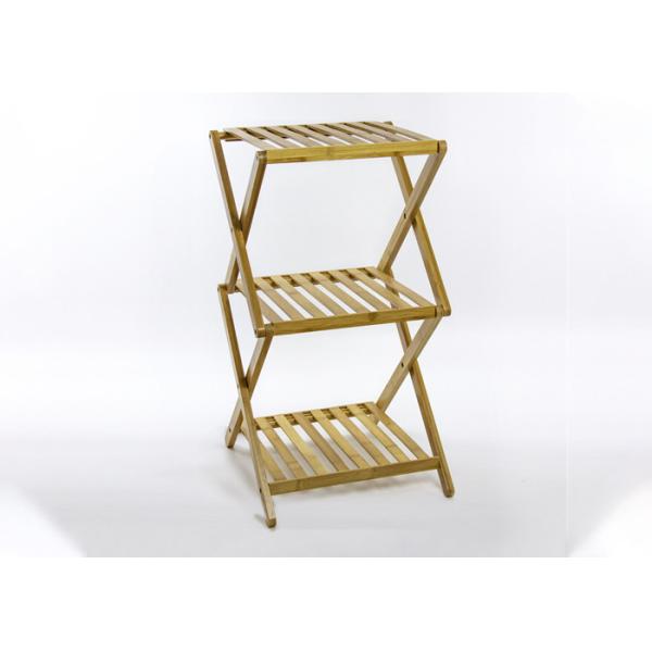 Buy Foldable H68cm W35cm Bamboo Bathroom Storage Shelf at wholesale prices
