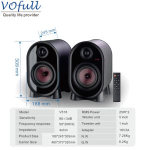 Modern Subwoofer Wireless Speakers , 5 Inches Desktop Bookshelf Speakers