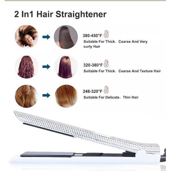 Gorgeous Rhinestone Nano Titanium Hair Straightener 1 Inch Dual Voltage
