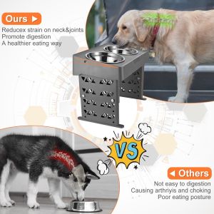 Stainless Steel Elevated Pet Feeder Bowls Tableware Slip Neck Protection