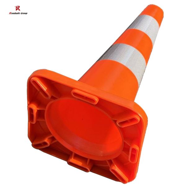 70cm Heavy Duty PVC Foldable Traffic Cones Black Base With White Reflector Traffic Safety Warning Road Cone Wholesale