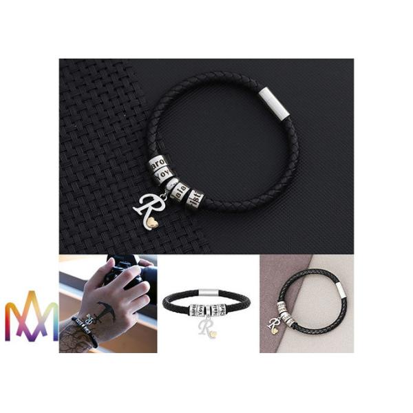 17g Antifatigue Beads Mens Engraved Bracelets With Alphabet Charm