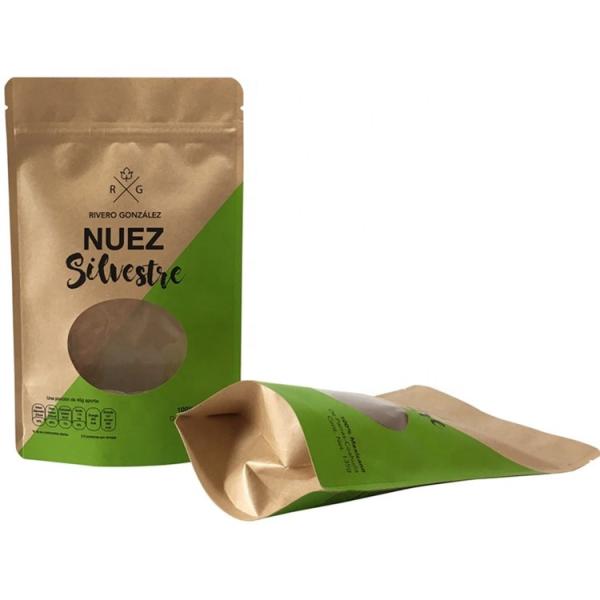 stand up pouch bag with clear window paper bag for coffee bean