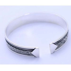 Thai Sterling Silver Wheat Style Unisex Women Cuff Bracelet (XH052487W)