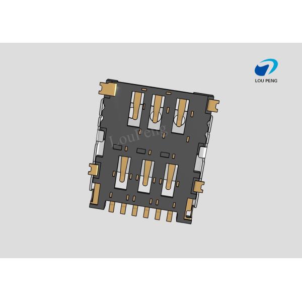 SIM Connectors, SIM Card Connectors, 2FF mini SIM Compatible Card, 6 Position, 2.54mm [.1in] Centerline,SMT