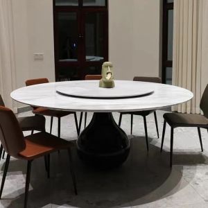Sturdy Hotel Restaurant Furniture Round Shape Natural Marble Dining Table