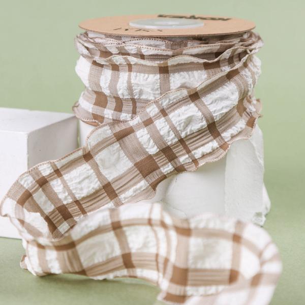 Korea Lattice Blue And White Gingham Ribbon 38mm Polyester Pink Tartan Ribbon