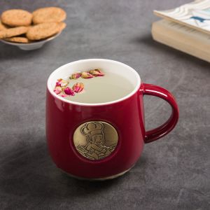 420ml Creative Ceramic Coffee Cups With Copper Fish Scale Pattern