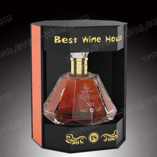 Luxury PU Leather Cardboard Packaging For Brandy Wine Gift Box