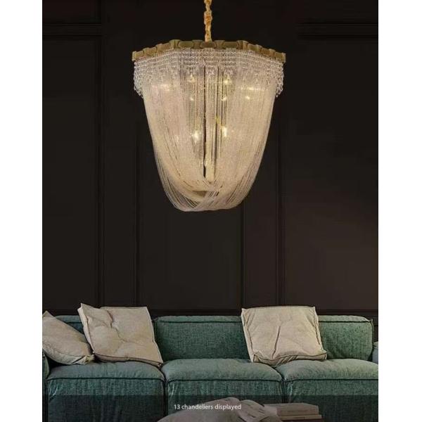 Modern Project Hotel Metal Tassels Chandelier Stair Ceiling Lights Decoration Home Staircase Chandeliers Pendant Lights