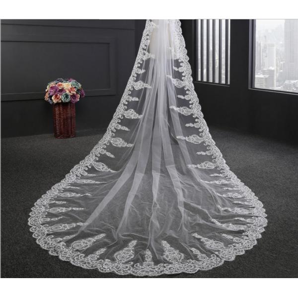 Embroidery Cord lace with Rhinstone Ivory/White Bridal Veil Wedding Accessories