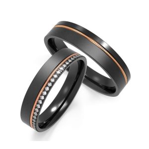 Polished Finish Black Titanium Wedding Band Sets Sleek and Modern Design