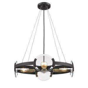 E27 annular painting matte black industry Crystal pendant light