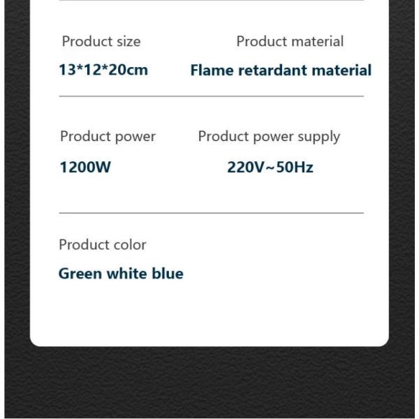 PTC Heating Element 1200W Mini Electric Heater for Household Portable Desktop Warm Air