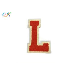 Iron On Garment Logo Letter Embroidered Badge , Chenille Embroidery Patches