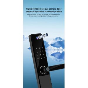 Wooden Door Fingerprint Door Lock With Camera / Electronic Door Lock With