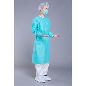 GB15979-2002 Long Sleeve Rib Cuff SMS Surgical Disposable Gowns