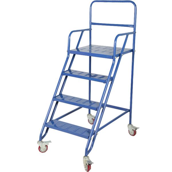Buy 6M Movable RAL Powder Coated 4 Step Steel Ladders at wholesale prices