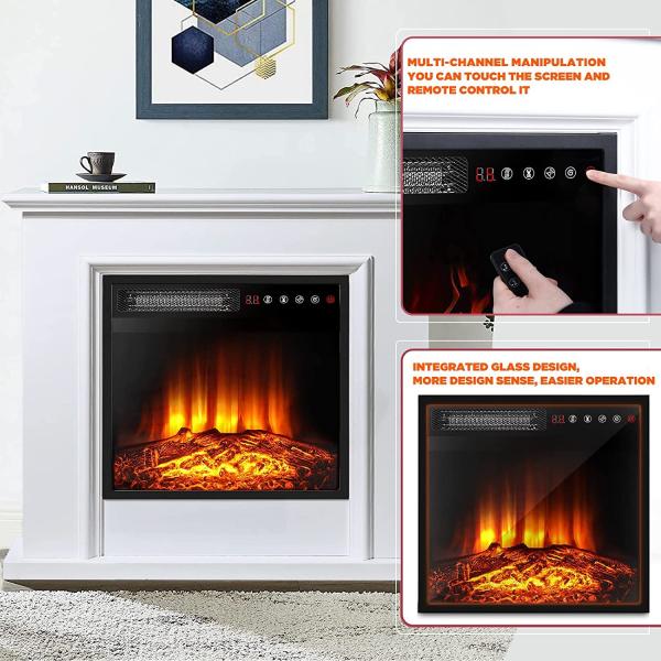 18 Inch Electric Fireplace Wall Mounted with Adjustable Thermostat and Remote Control