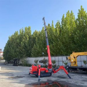 Electric And Diesel Power Spider Crawler Crane In Red