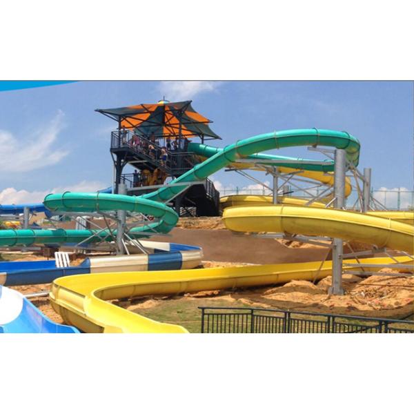 Multi-Slides Rainbow GRP Water Park Equipments , Custom Water Slides From Top Classic Water Park