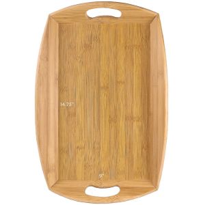 extra large bamboo wood bed serving tray with oval handle