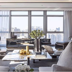 700mm Customized Coffee Table 1.4m Titanium Italian Style Marble