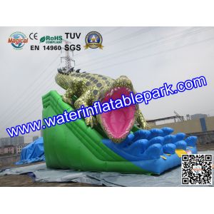 Commercial Crocodile Inflatable Slide , Inflatable Water Slide For Rental