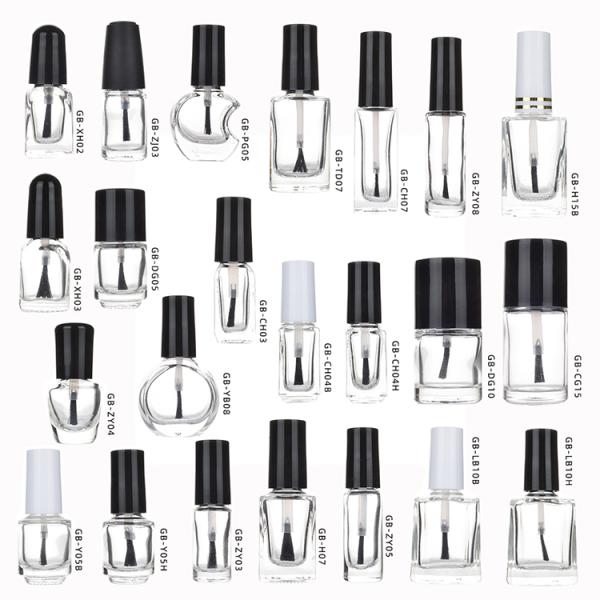 Top Quality Custom 5ml 8ml 10ml Matte Glossy Black White Empty Gel Nail Polish Glass Bottle With Cap Nail Supplies Factory