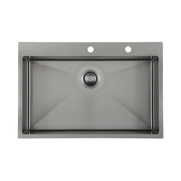 16 Guage SS Kitchen Sink Pvd Nano Over The Counter Top Matte Black