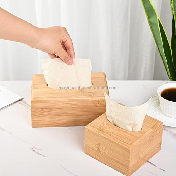 Custom Design Accepted Home Fresh Design Sustainable Bamboo Tissue Box Holder Cover