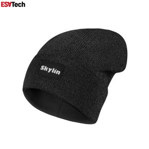 Orange Reflective Knit Beanie Running Fisherman Warm Ribbed Slouchy Merino Wool