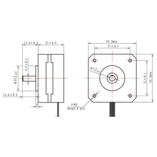 NEMA 17 Hybrid Stepper Motor 2 phase 42*42*21mm Ultrathin Body 9Ncm for CNC Kit