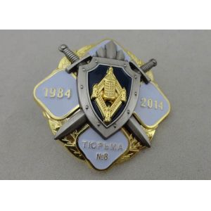 Zinc Alloy Police Souvenir Badges With Soft Enamel 3D Design With Gold Plating