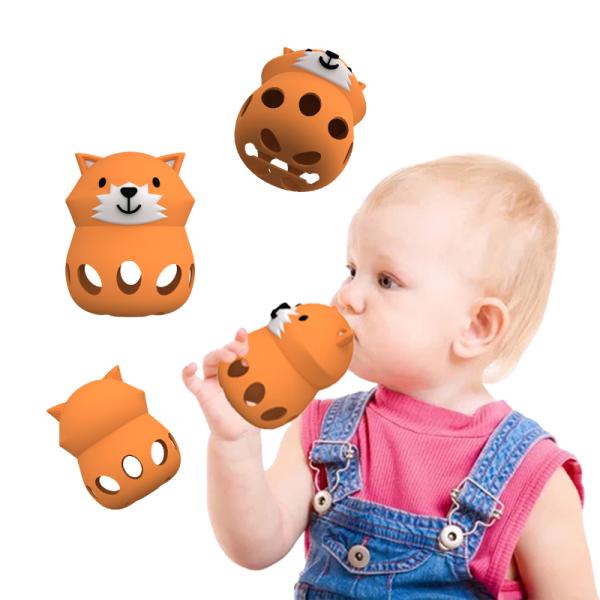Animal Fox And Bear Medical Grade Relief for Babies 0-6 Months Soothes Teething Pain Silicone Teether for Babies with Easy-Grab