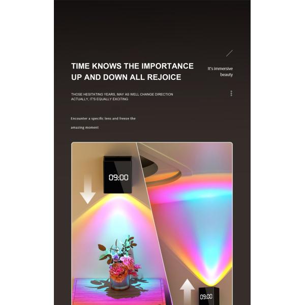 Rechargeable Net Red Bed Wall Lamp with Clock and Sunset Projection No Wiring Needed