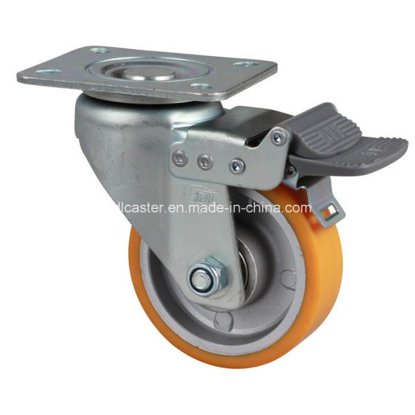 Ball Bearing Yellow Caster for Application Edl Medium 4" 300kg Plate Brake TPU