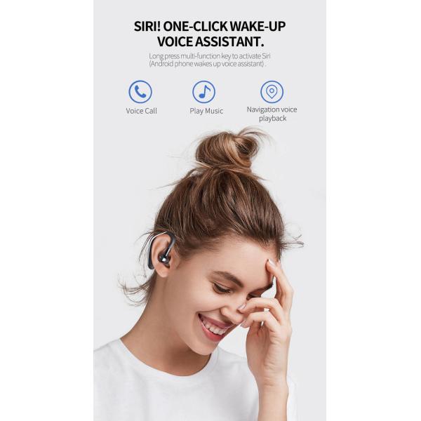 Sport Wireless Earbuds With Ear Hook HiFi Stereo Sound 19H Listening Time