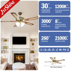 Traditional Classic Ceiling Fans Chandelier 52 Inch For Restaurant