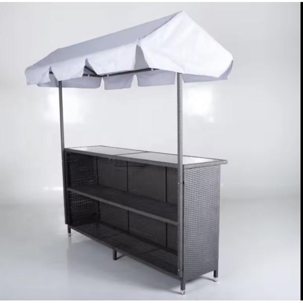 Rattan Effect Night Club Bar Counter Tiki Outdoor Rattan Bar Furniture With Roof Garden Rattan Table Bar Table Canopy