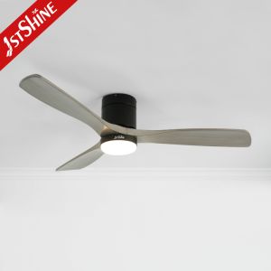 52" Flush Mounted Ceiling Fan with Light – 3 Solid Wood Blades, DC Motor