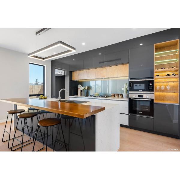 MDF Door Customized Veneer Color YALIG Under Sink Green Australian Glossy Furniture Lacquer Kitchen Cabinets