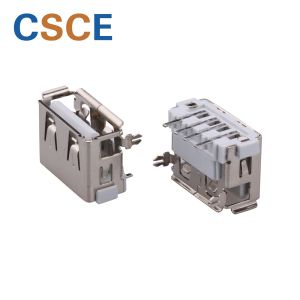 Copper Alloy Shell USB 2.0 Connector , Length 10mm 4 Pin USB Female Jack