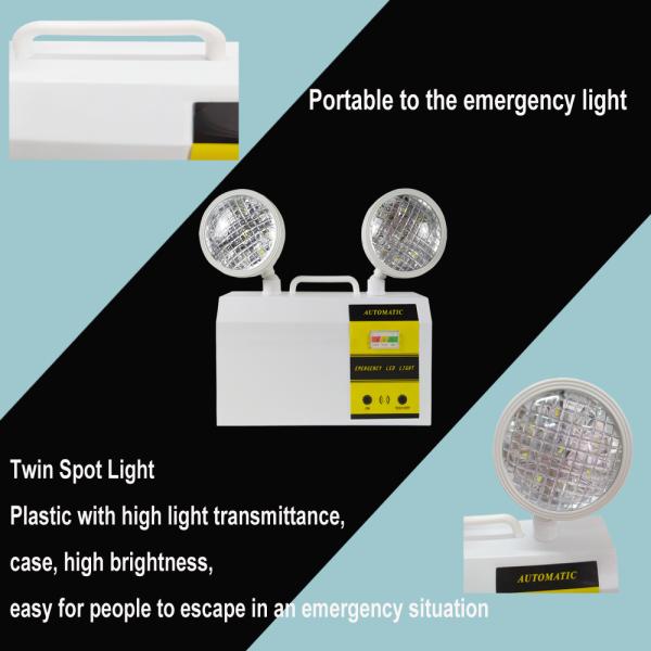 High Brightness 5000mah LiFePO4 Twin Spot Emergency Light
