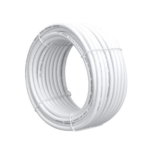 Temperature Range -5C To 70C RVV 3 Core 3X0.75mm2 White Insulated Protection Electrical Power Cable with Stranded Conductor
